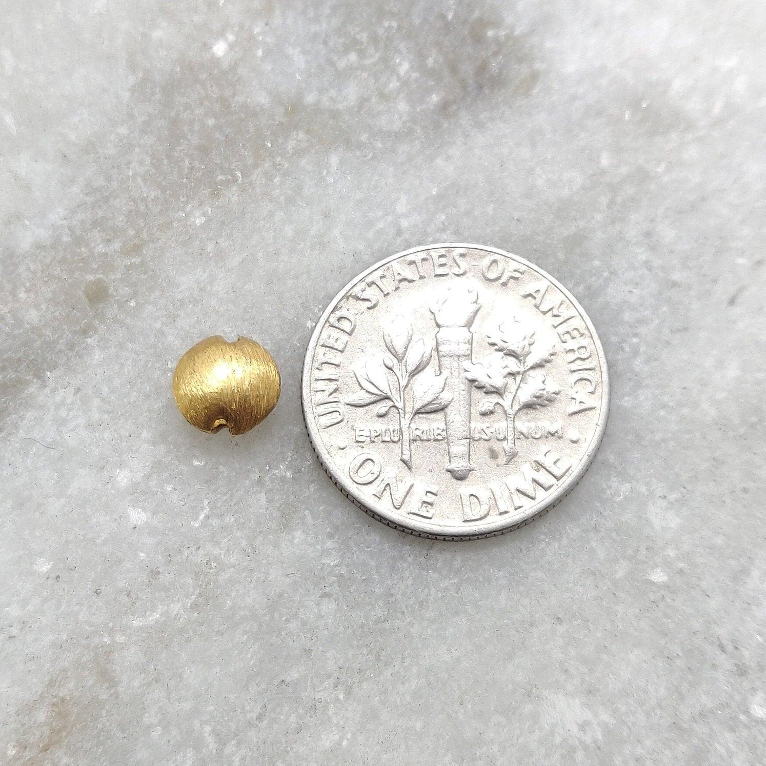 18k Yellow Gold in Brush Finished Spacer Beads 6mm - Kanika Creations
