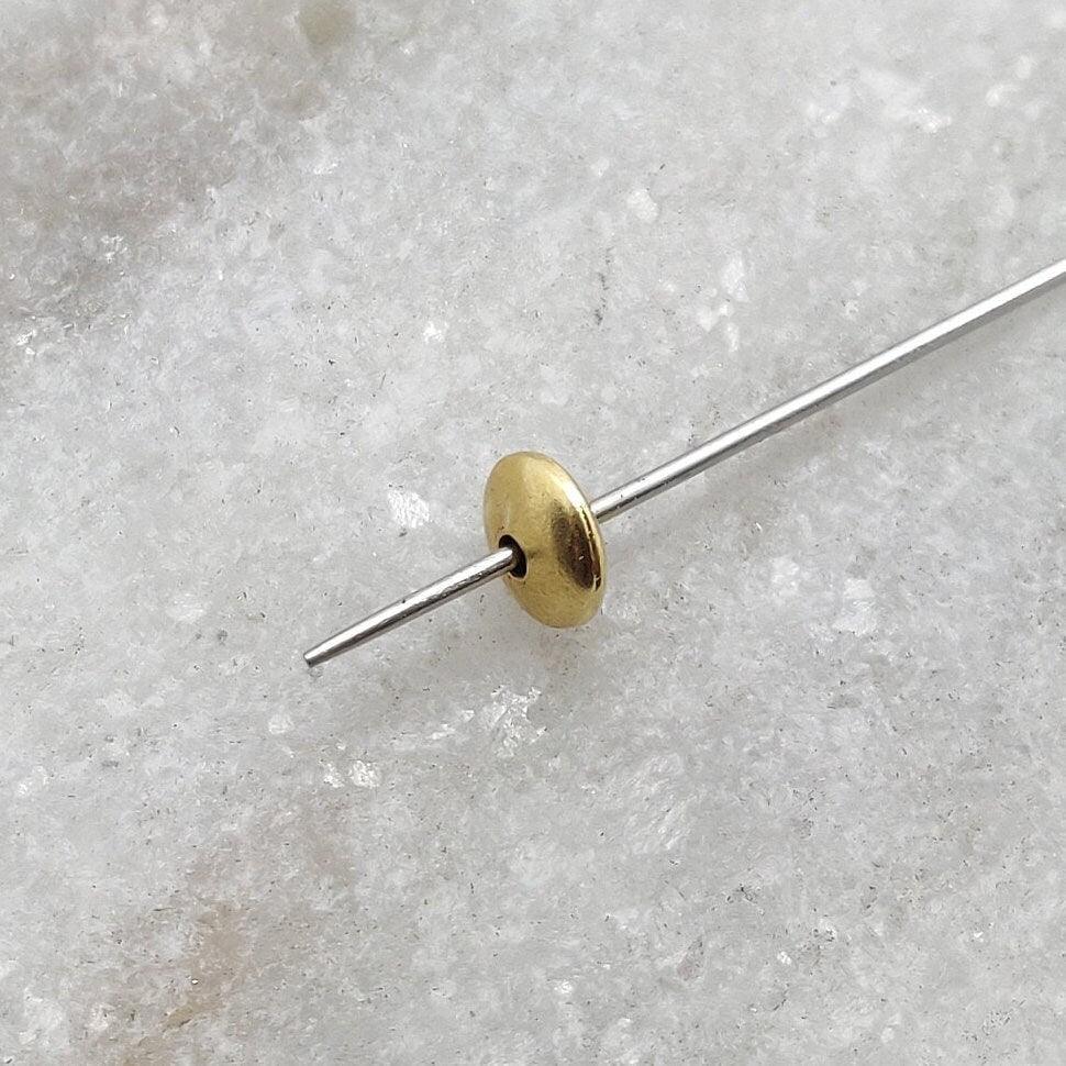 18k Solid Yellow Gold Wheel Spacer Beads 2x4mm - Kanika Creations