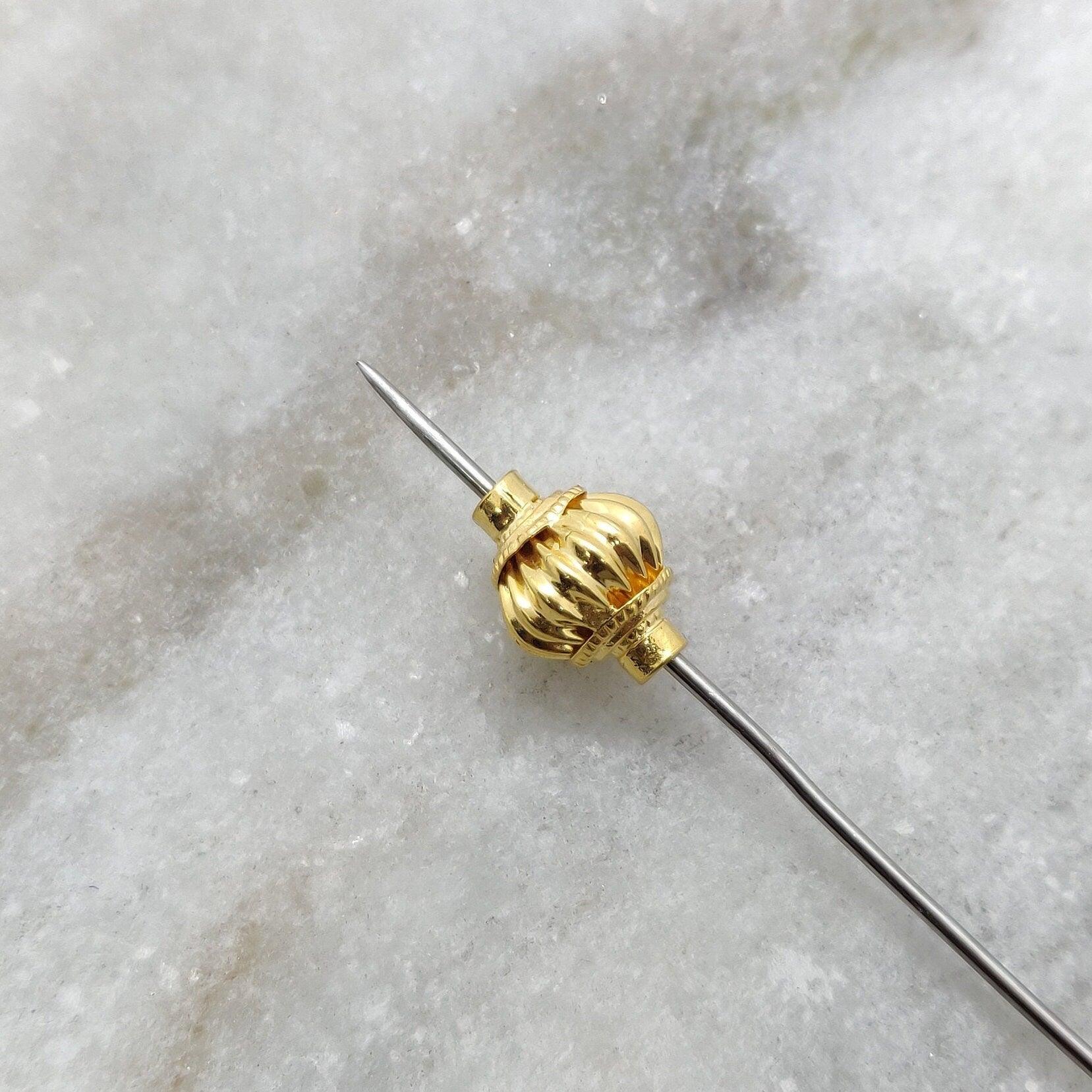 18k Solid Yellow Gold Fluted Spacer Beads - Kanika Creations
