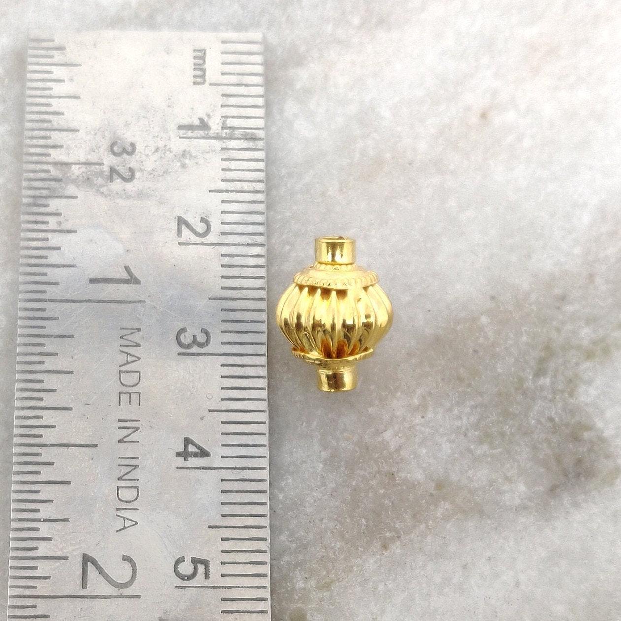 18k Solid Yellow Gold Fluted Spacer Beads - Kanika Creations