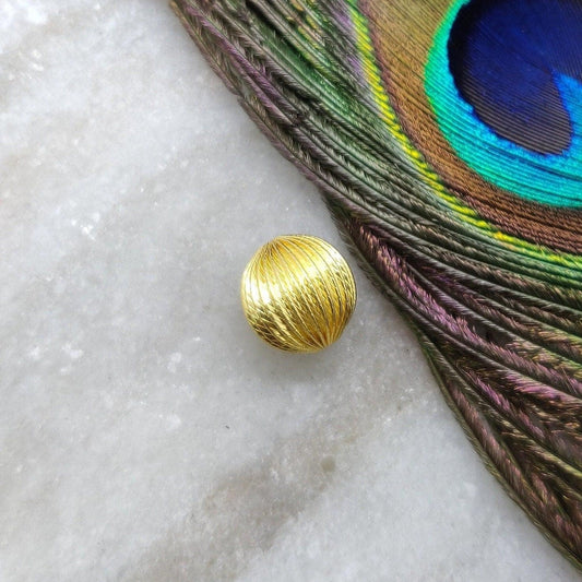 18k Solid Yellow Gold Corrugated Spacer Ball Beads - 12 mm - Kanika Creations