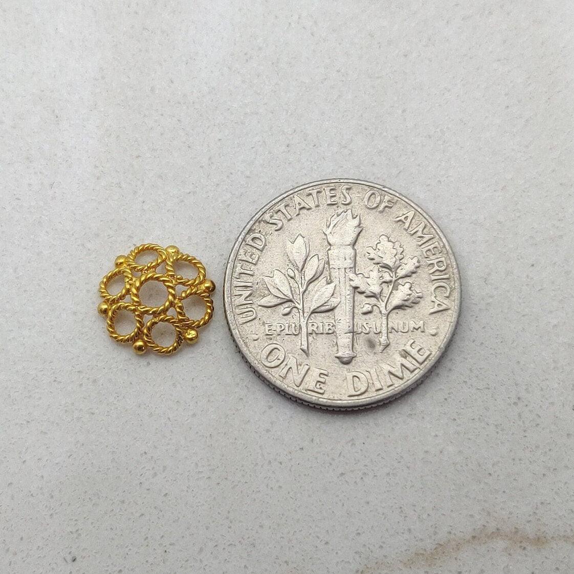18k Gold Handmade Fancy Filigree End Beads Caps 9mm - Kanika Creations