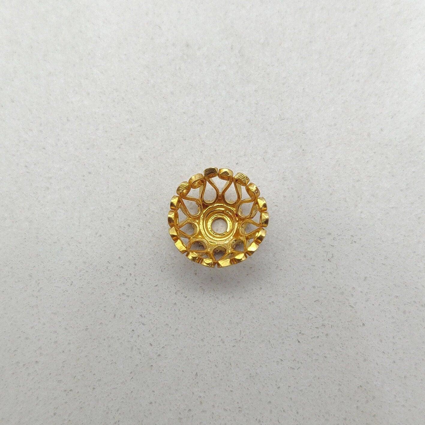 18k Yellow Gold Fancy Spacer Beads Cap 11 MM - Kanika Creations