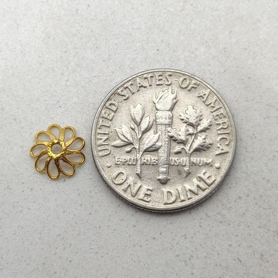 18k Yellow Gold Fancy End Spacer Cap Beads Finding 7mm - Kanika Creations