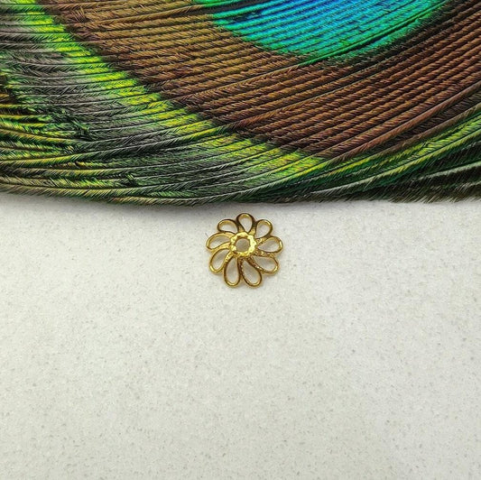 18k Yellow Gold Fancy End Spacer Cap Beads Finding 7mm - Kanika Creations