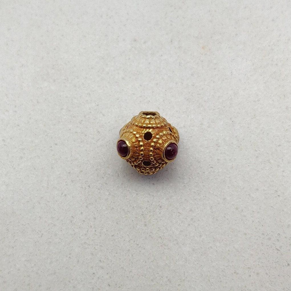 18K Yellow Gold Ruby Spacer Beads - 10 MM - Kanika Creations