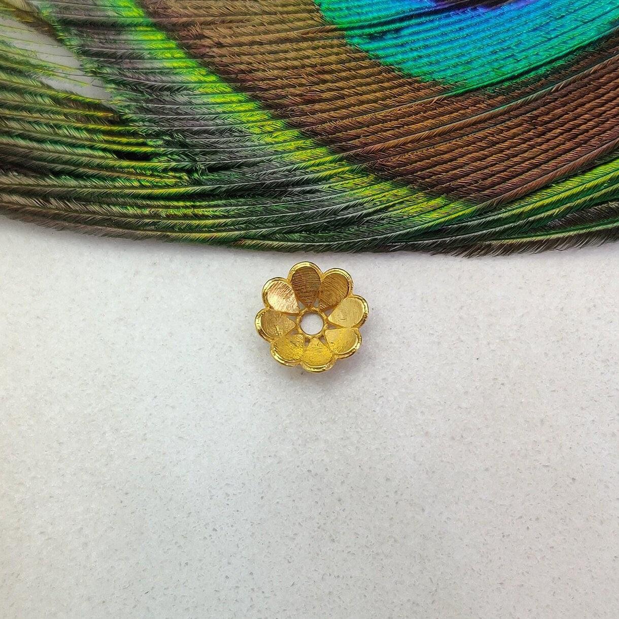 18k Yellow Gold Beads Cap Findings For Jewelry DIY Craft 9mm - Kanika Creations