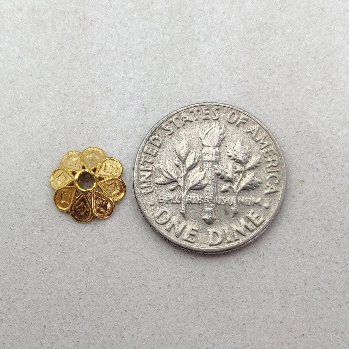 18k Yellow Gold Beads Cap Findings For Jewelry DIY Craft 9mm - Kanika Creations