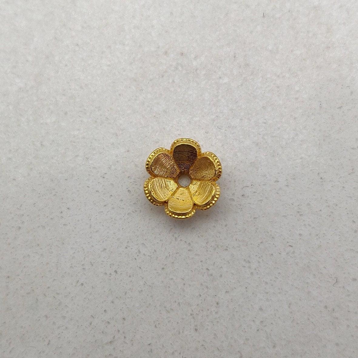 18k Yellow Gold Floral Bead Cap Spacer 7.5X3mm - Kanika Creations