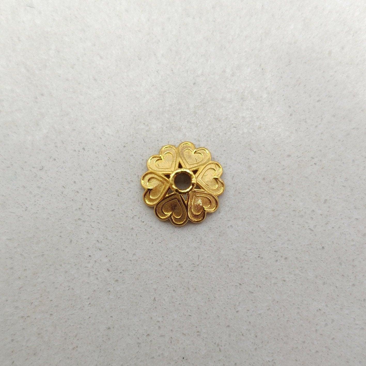 Solid 18k Yellow Gold Spacer Bead Cap For Jewelry Making - Kanika Creations