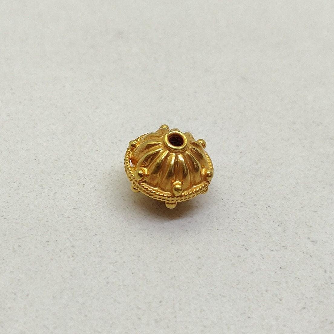 18K Solid Yellow Gold Rondelle Beads-10X9 MM - Kanika Creations