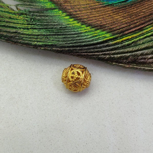 18k Solid Yellow Gold Drum Style Spacer Beads 8mm - Kanika Creations