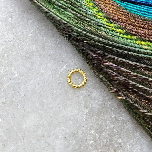18k Solid Gold Twisted Jump Ring Spacer Beads Sold as 4 pcs - Kanika Creations