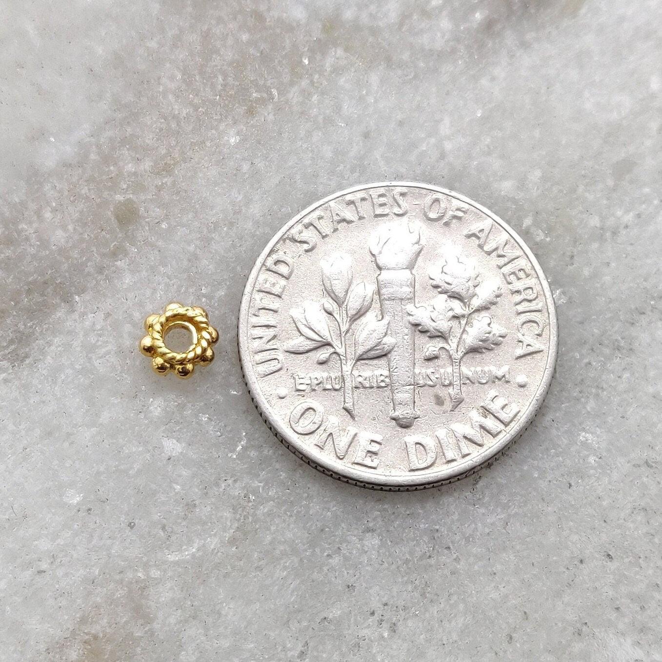18k Gold Spacer Wheel Spacer Beads 4MM Sold as 2 Pcs - Kanika Creations