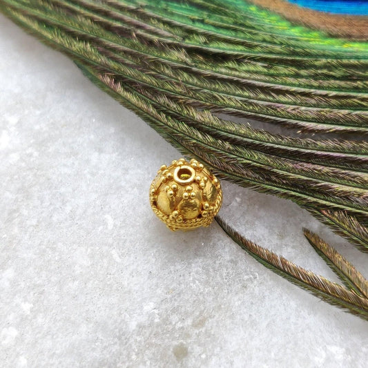 18 Carat Solid Yellow Gold Textured Spacer Ball Beads 7mm - Kanika Creations