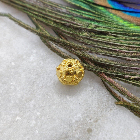 18k Solid Yellow Gold Ball Spacer Beads 9mm - Kanika Creations
