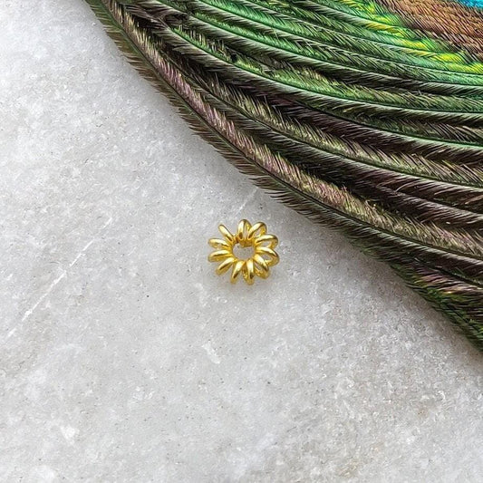 18k Yellow Gold Twisted Round Spacer Beads Sold as 2 Pcs - Kanika Creations