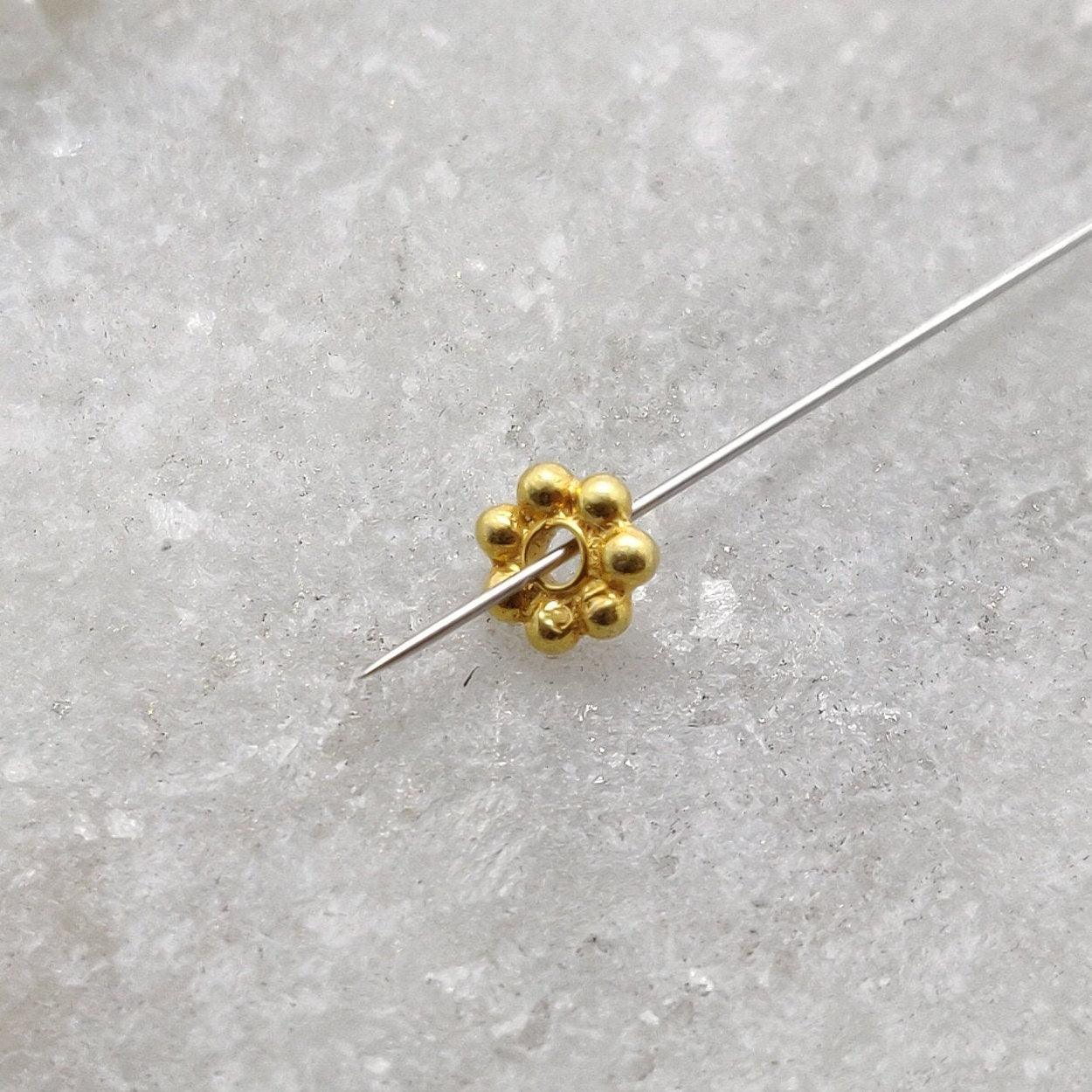 18k Solid Yellow Gold Wheel Spacer Beads 1x4mm - Kanika Creations