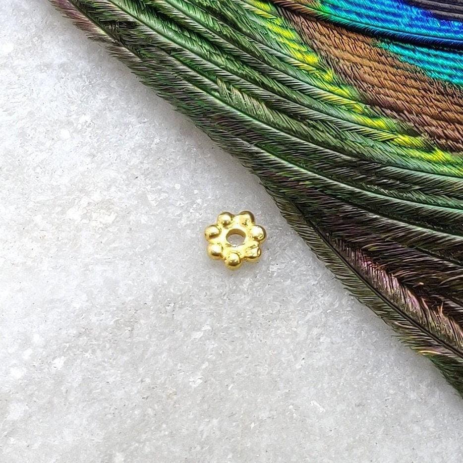 18k Solid Yellow Gold Wheel Spacer Beads 1x4mm - Kanika Creations