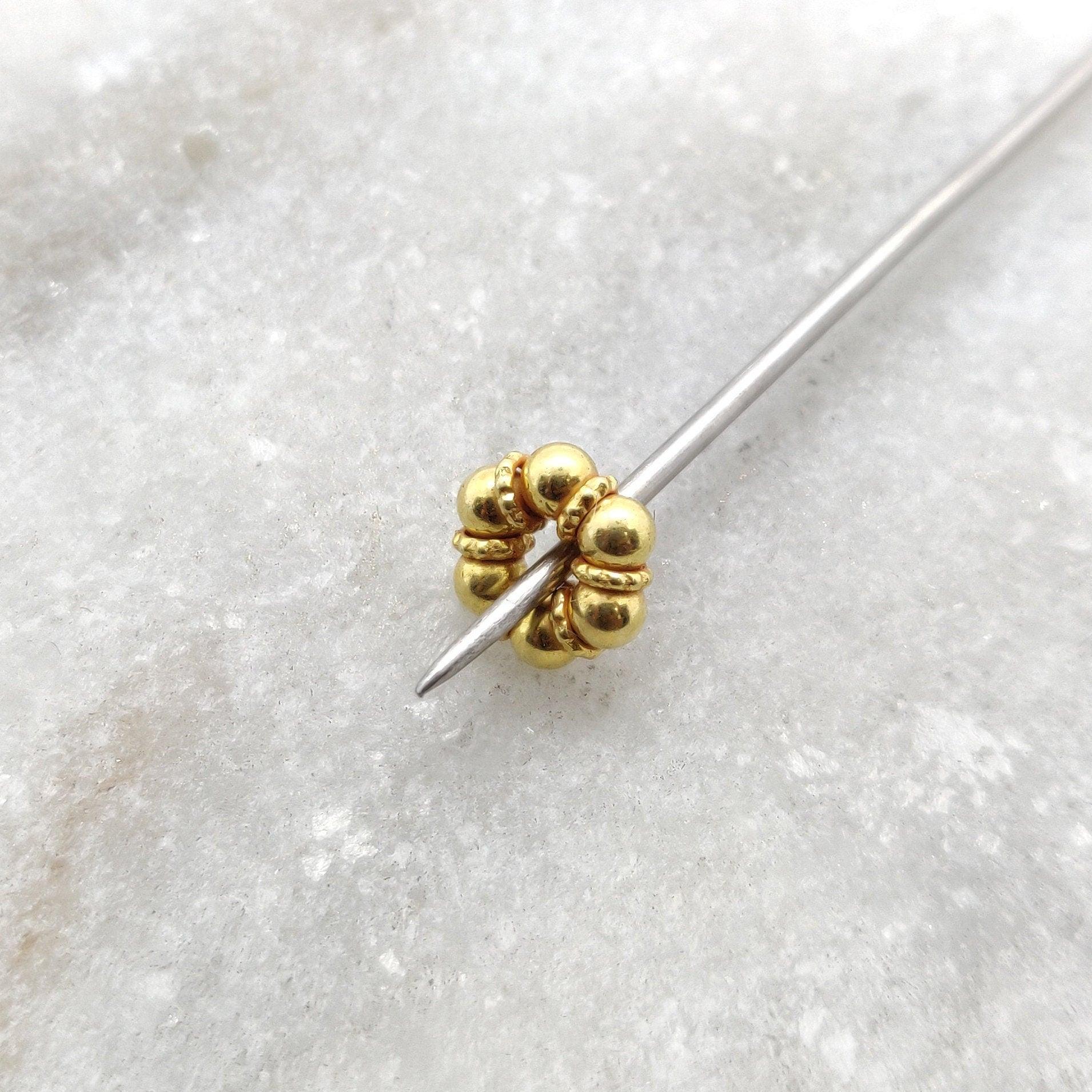 18k Yellow Gold Wheel Spacer Beads DIY Craft Findings 8mm - Kanika Creations