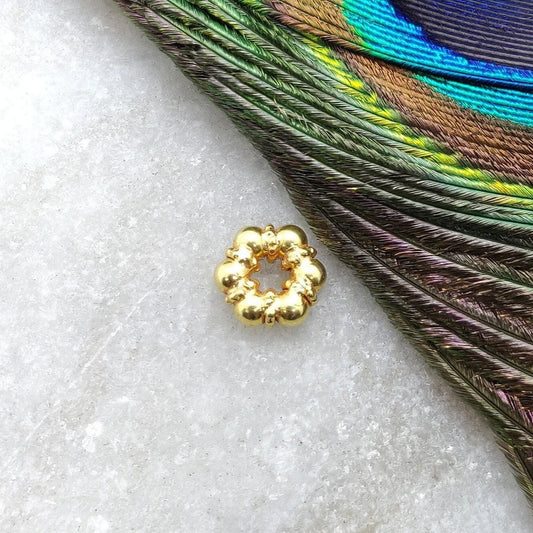18k Yellow Gold Wheel Spacer Beads DIY Craft Findings 8mm - Kanika Creations