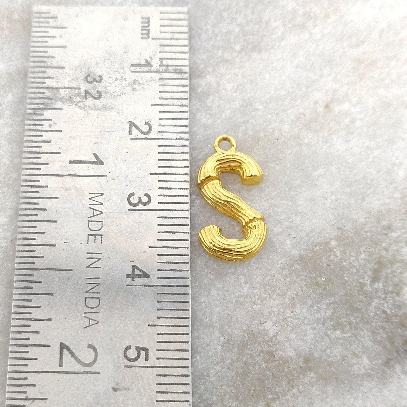 18k Solid Yellow Gold S Initial Letter Pendant - Kanika Creations
