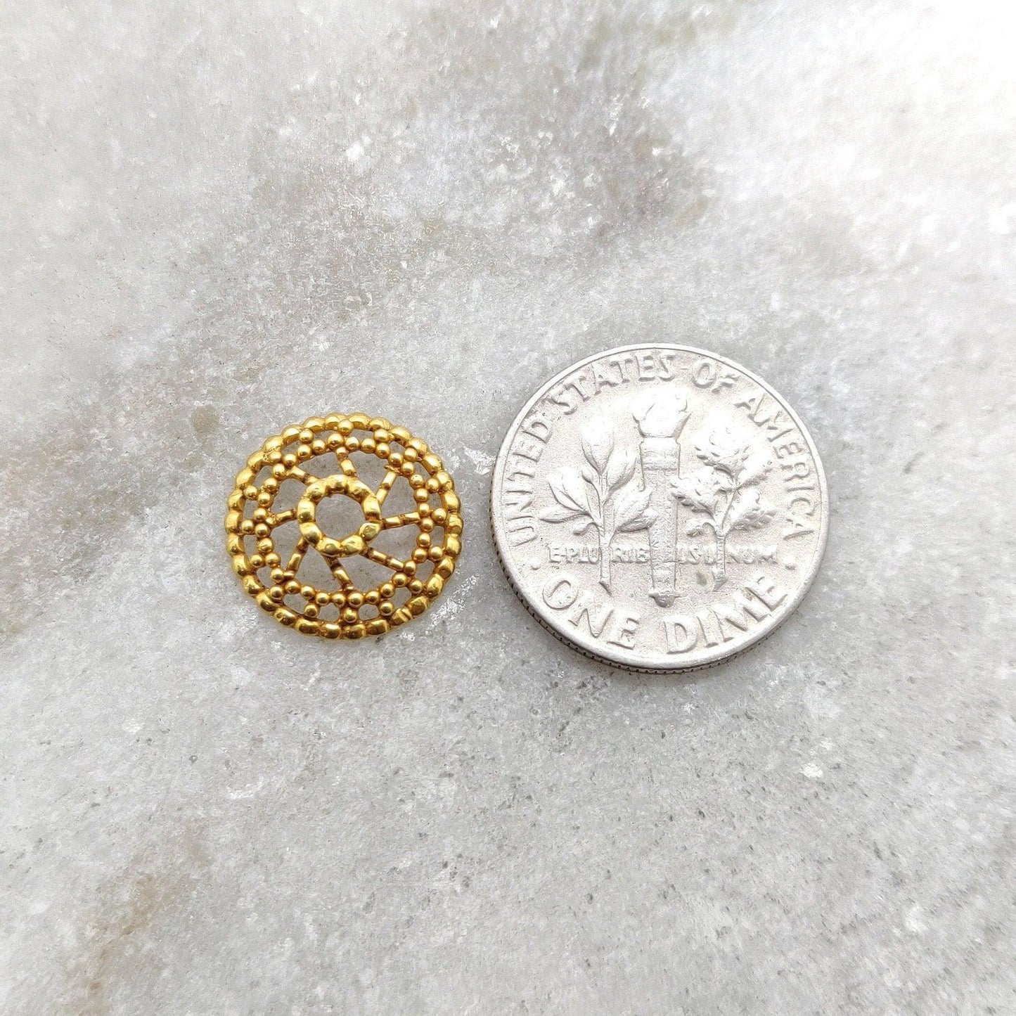 18k Solid Yellow Gold Wheel Spacer Bead Cap - Kanika Creations