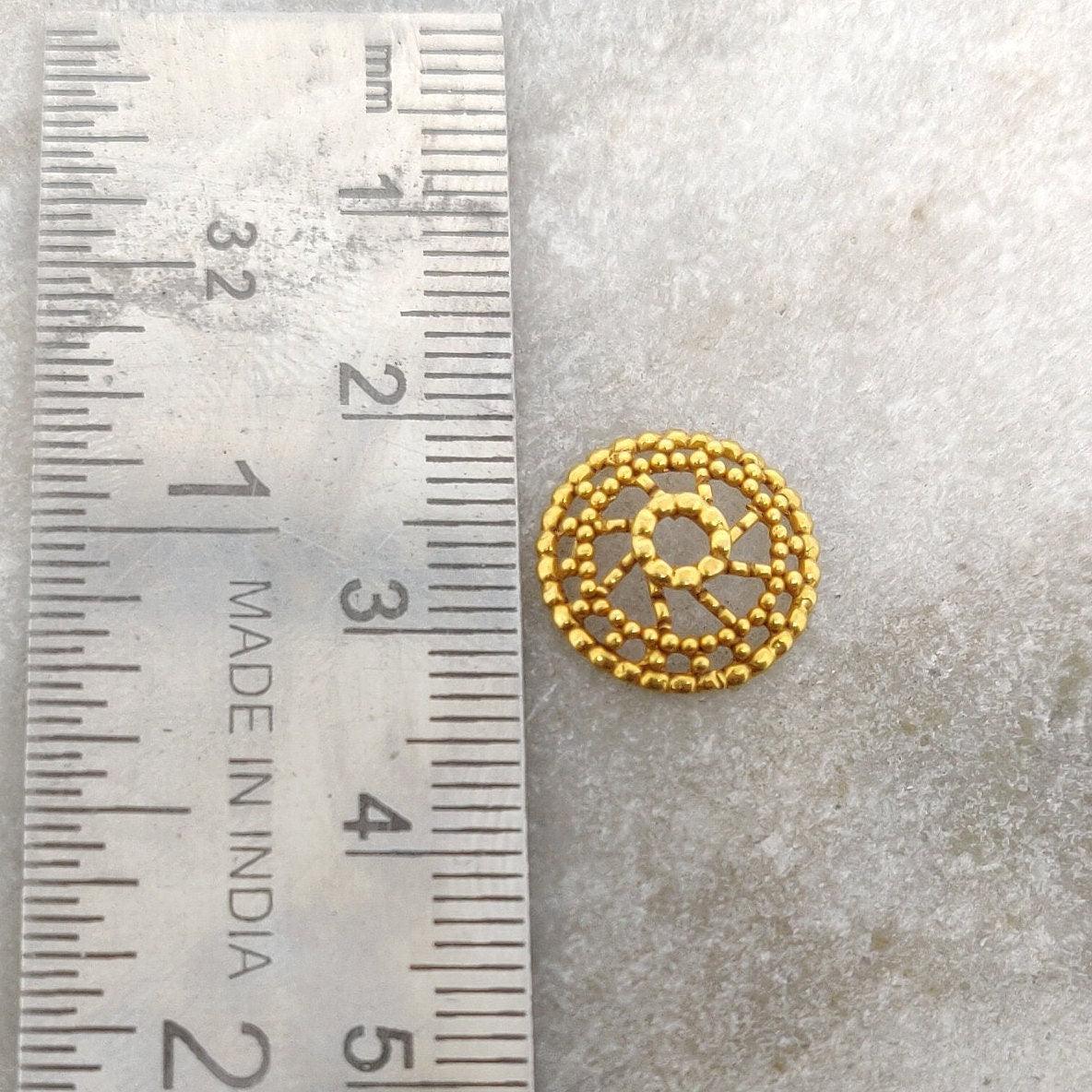 18k Solid Yellow Gold Wheel Spacer Bead Cap - Kanika Creations