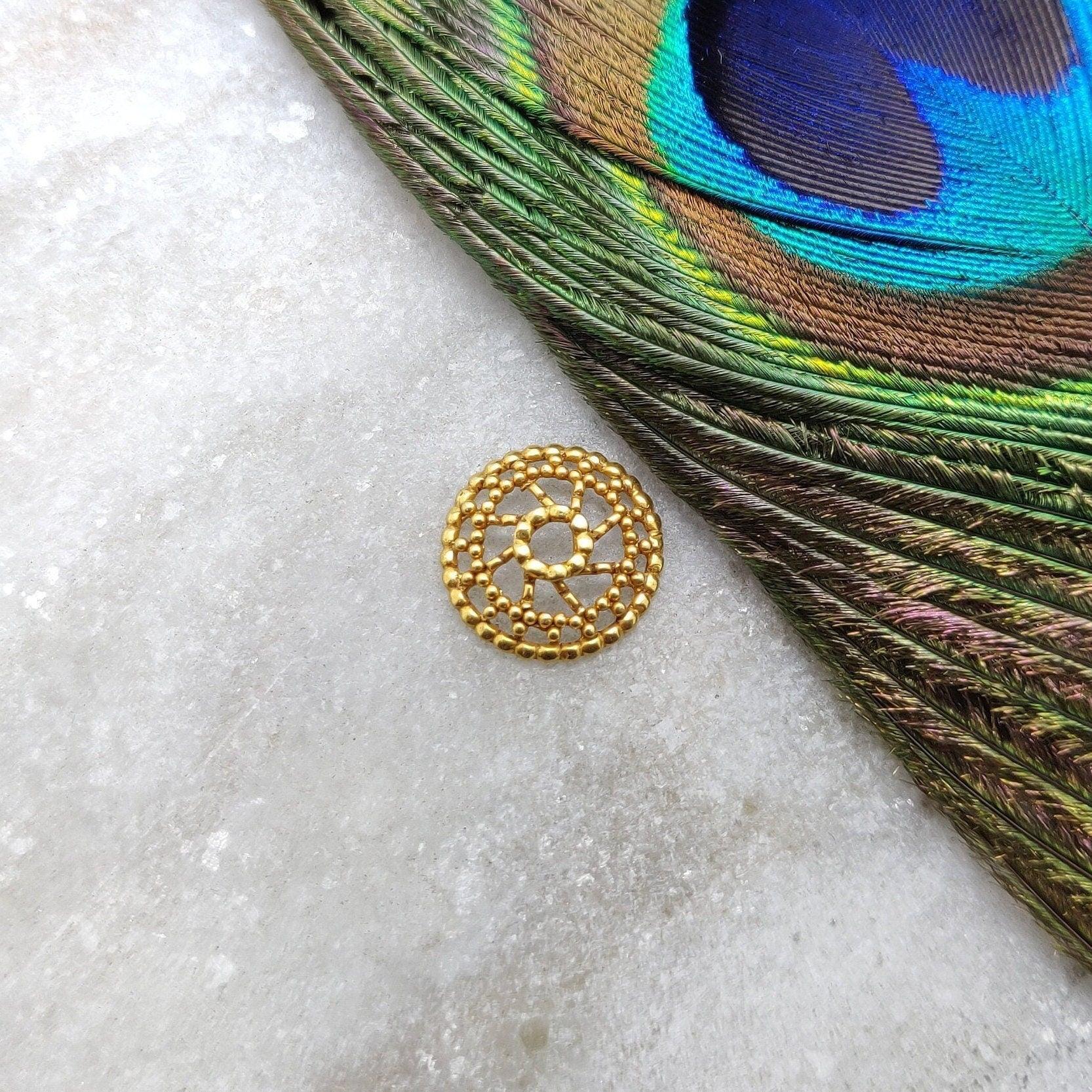 18k Solid Yellow Gold Wheel Spacer Bead Cap - Kanika Creations