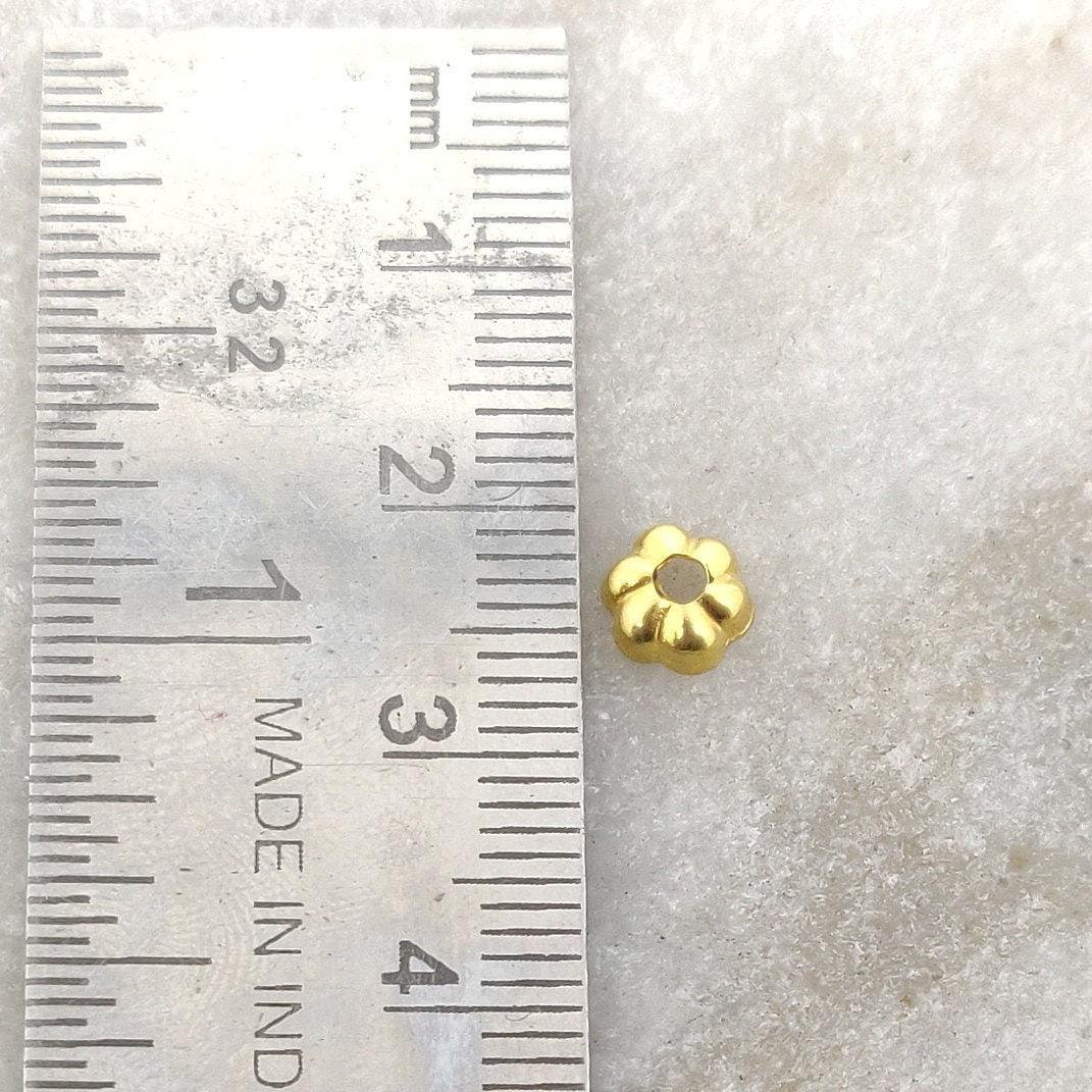 18K Solid Yellow Gold Floral Bead Caps Findings 5mm - Kanika Creations