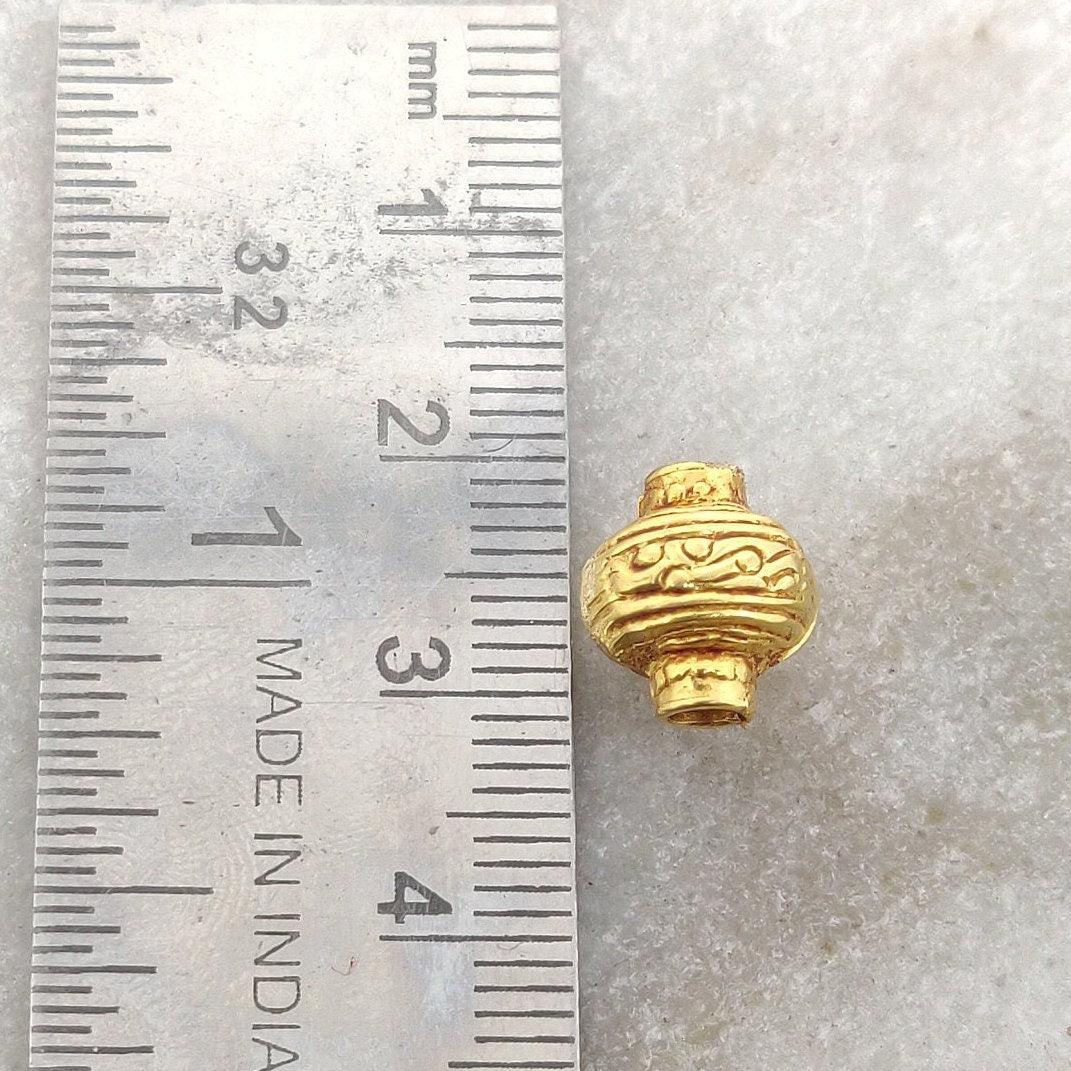 18k Yellow Gold Fancy Lantern Spacer Beads Finding 10mm - Kanika Creations