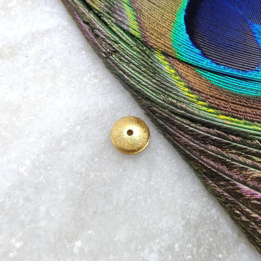 18k Yellow Gold Brush Finshed Disc Spacer Beads 7mm - Kanika Creations