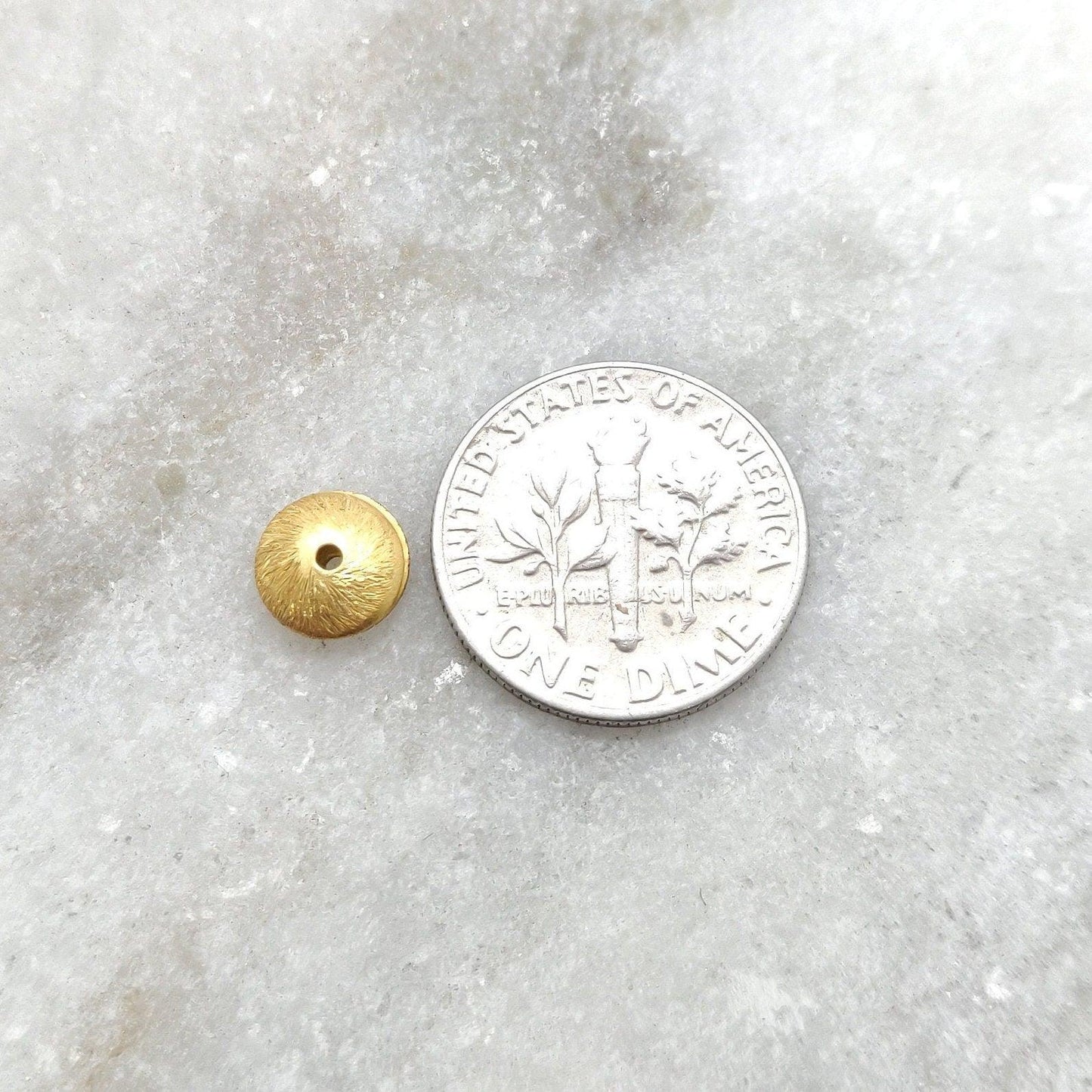 18k Yellow Gold Brush Finshed Disc Spacer Beads 7mm - Kanika Creations
