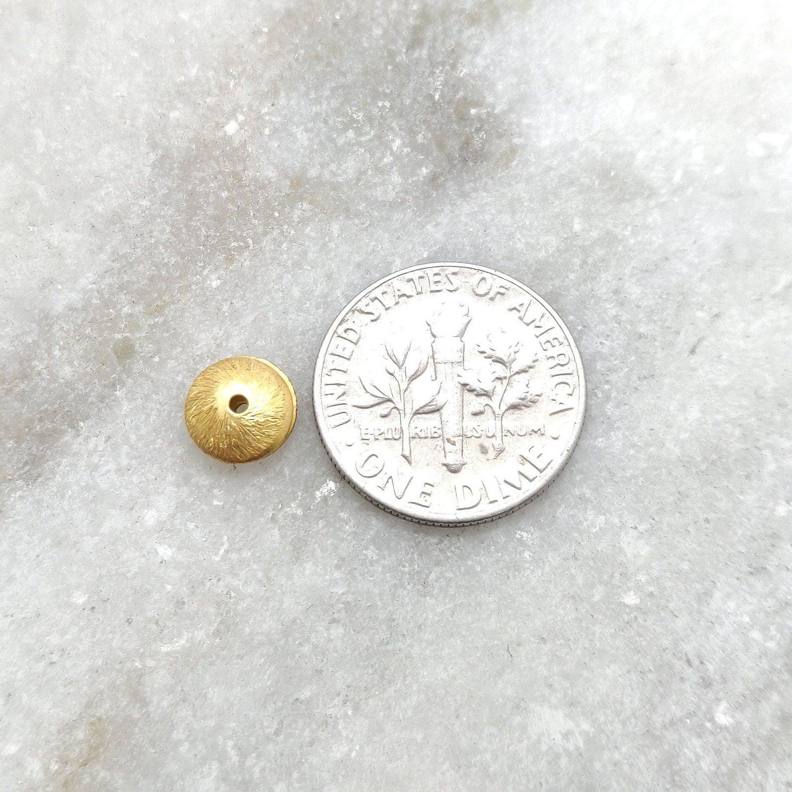 18k Yellow Gold Brush Finshed Disc Spacer Beads 7mm - Kanika Creations