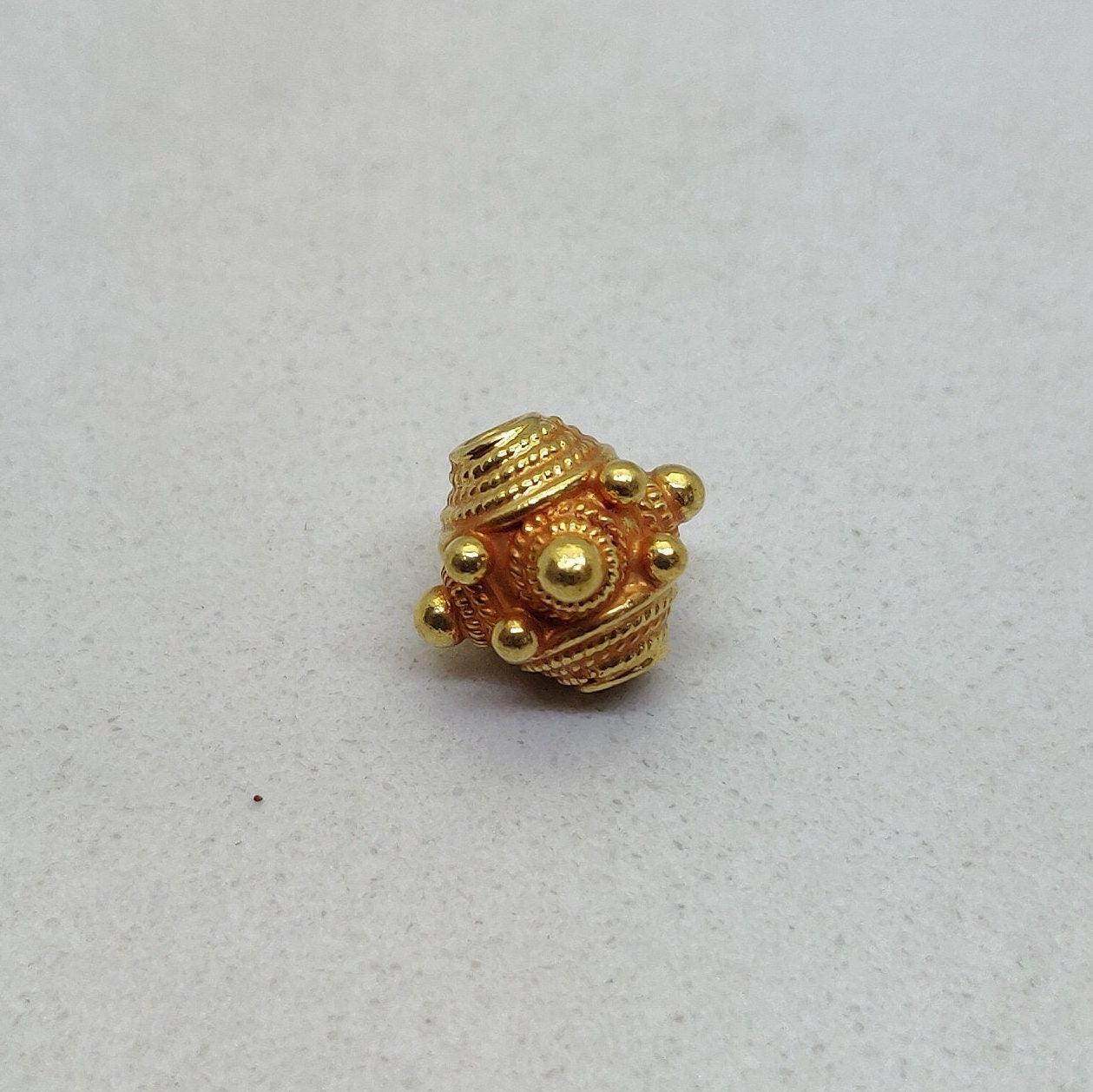 18k Yellow Gold Vintage Fancy Rondelle Spacer Beads - Kanika Creations