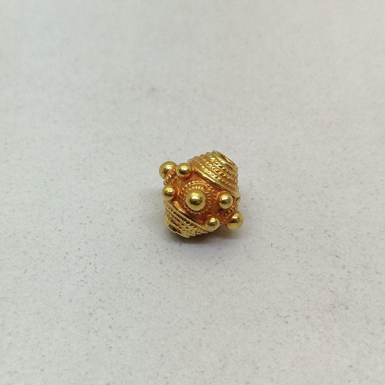18k Yellow Gold Vintage Fancy Rondelle Spacer Beads - Kanika Creations