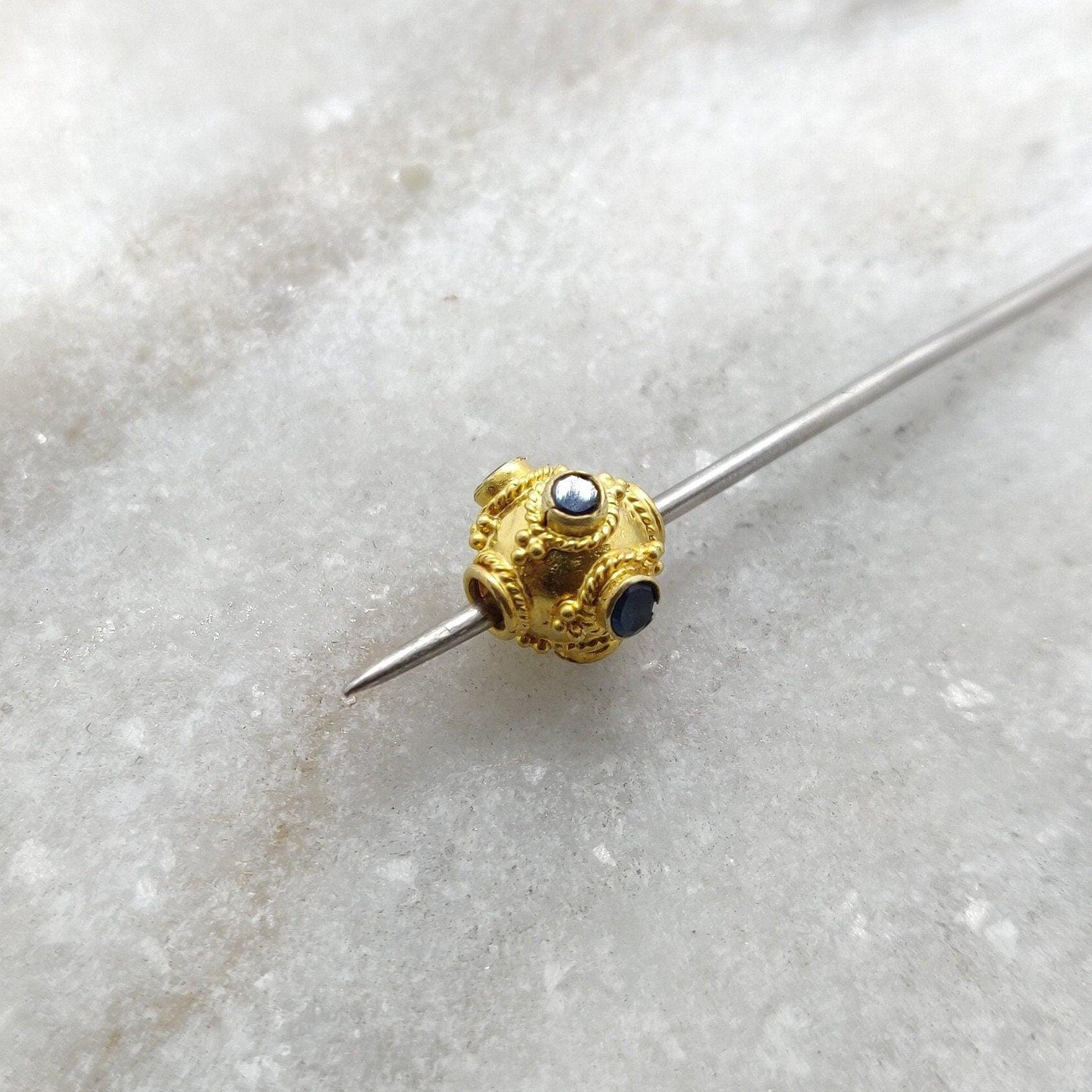 18K Solid Yellow Gold Emerald Round Spacer Beads - Kanika Creations