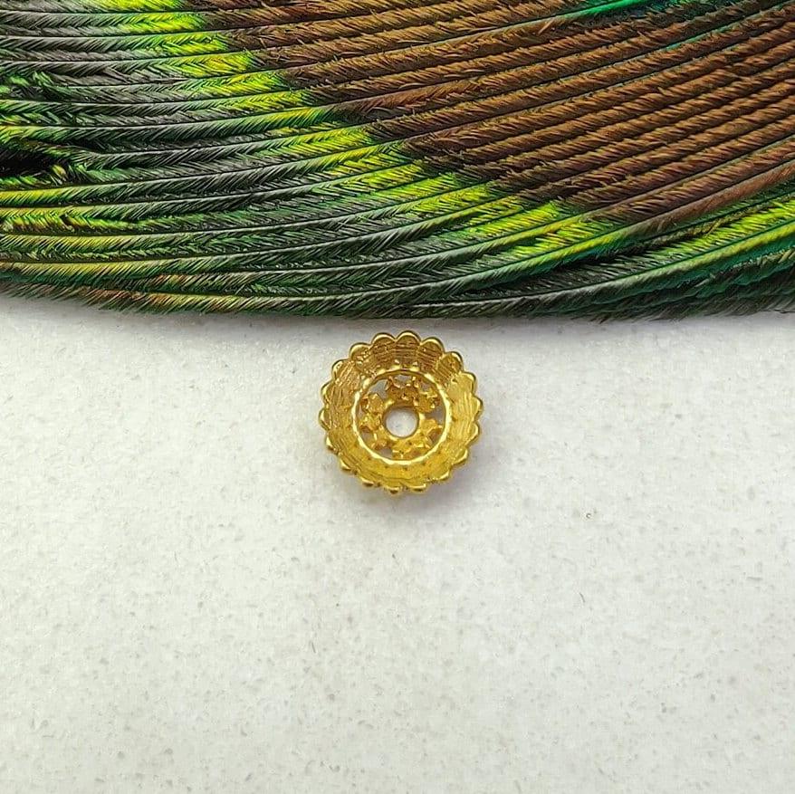 18k Yellow Gold Spacer Cap Beads For Jewelry Craft - Kanika Creations