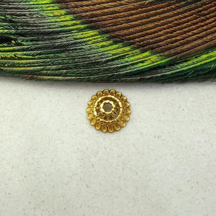 18k Yellow Gold Spacer Cap Beads For Jewelry Craft - Kanika Creations