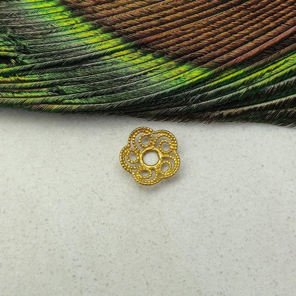 18k Yellow Filigree findings Beads Cap 7MM - Kanika Creations