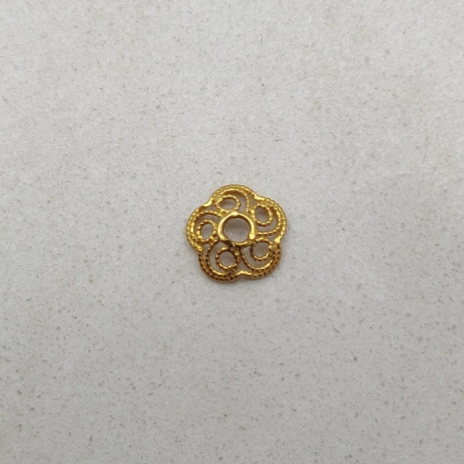 18k Yellow Filigree findings Beads Cap 7MM - Kanika Creations
