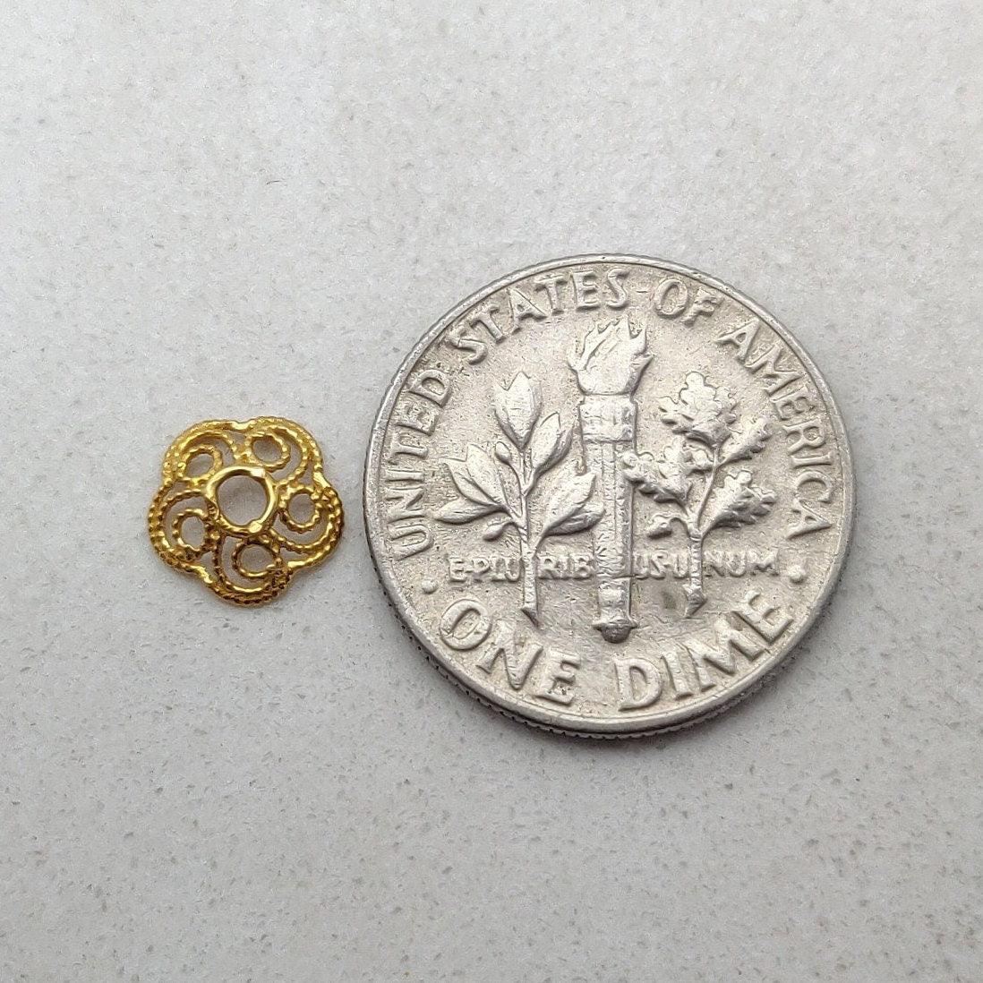 18k Yellow Filigree findings Beads Cap 7MM - Kanika Creations
