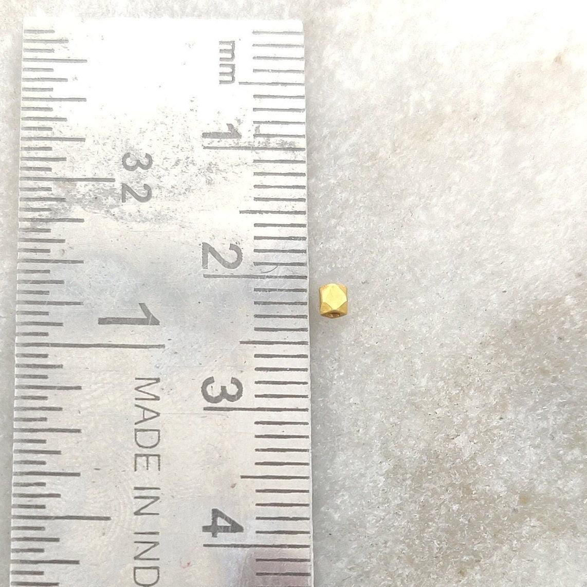 18k Solid Yellow Gold Barrel Faceted Nuggets Findings Sold as 2pcs - Kanika Creations