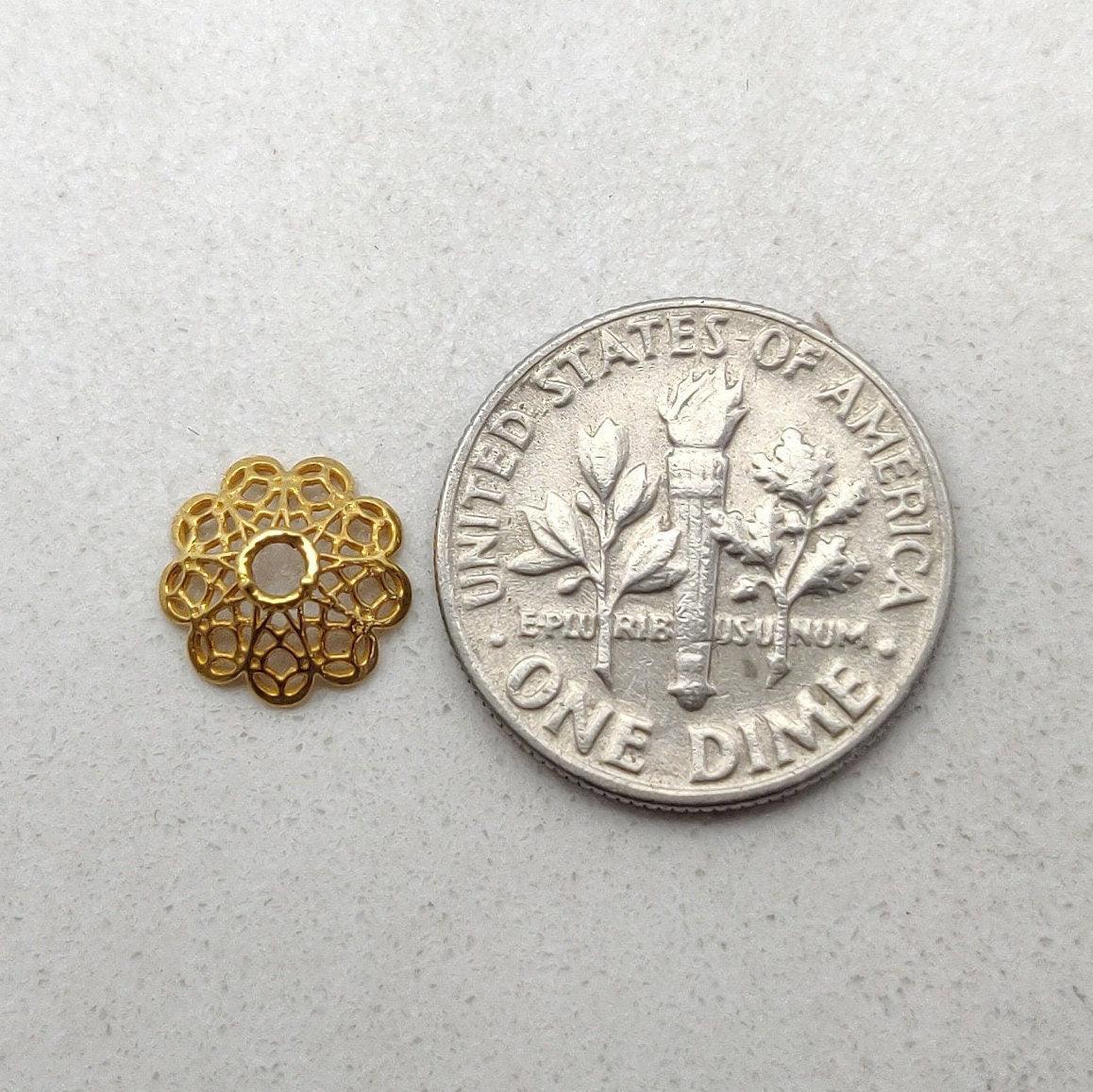 Filigree 18k Yellow Gold Spacer Beads Cap Jewelry Supplies - Kanika Creations