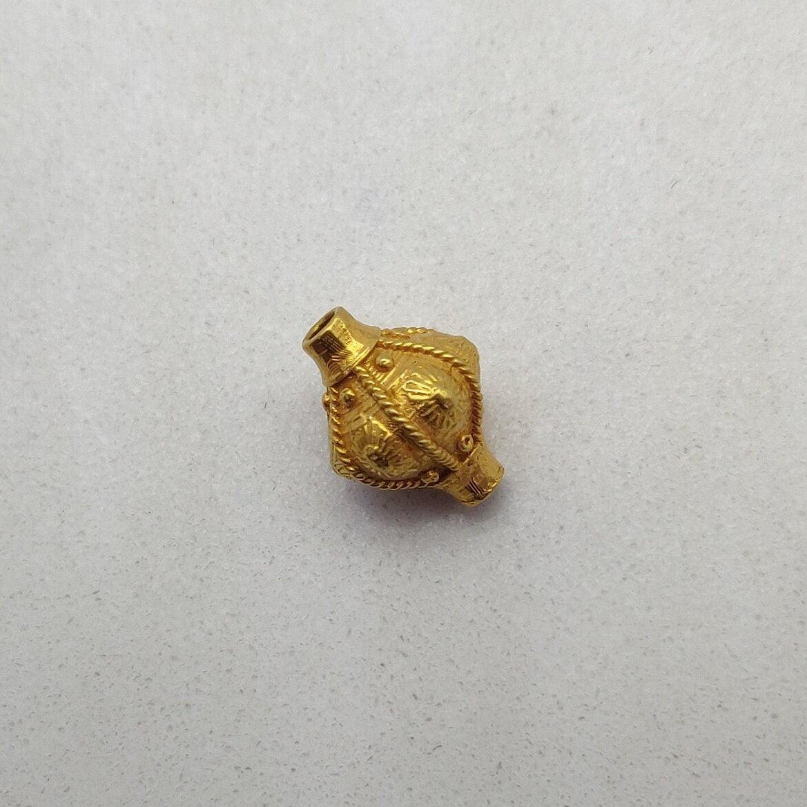 18k Solid Yellow Gold Fancy Spacer Beads 13x10mm - Kanika Creations
