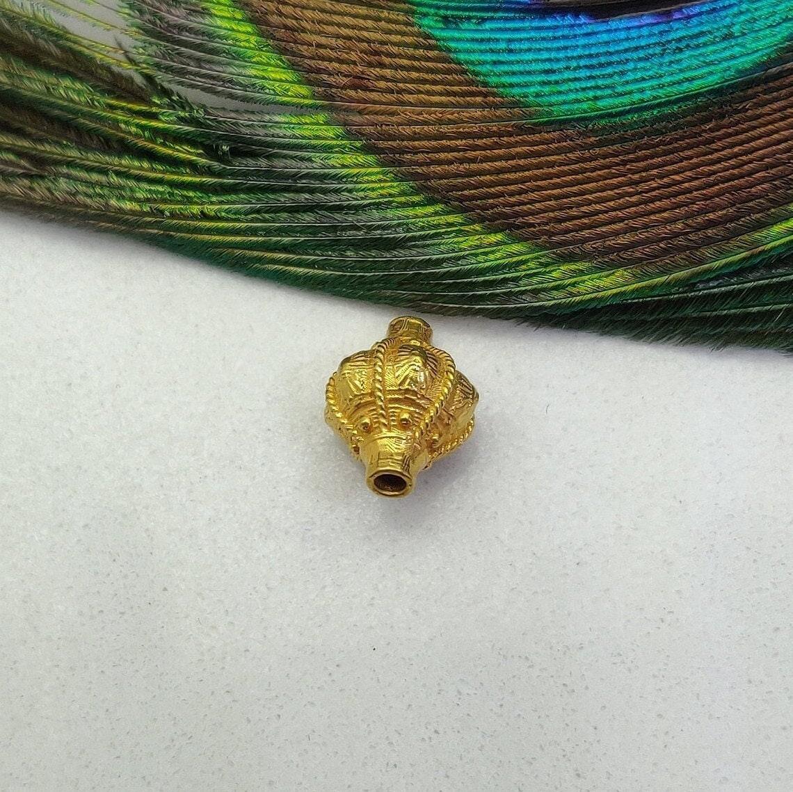 18k Yellow Gold 13x10mm Fancy Spacer Beads - Kanika Creations