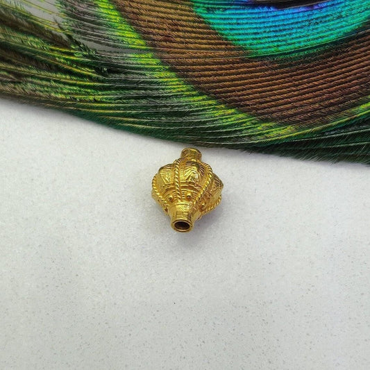18k Yellow Gold 13x10mm Fancy Spacer Beads - Kanika Creations