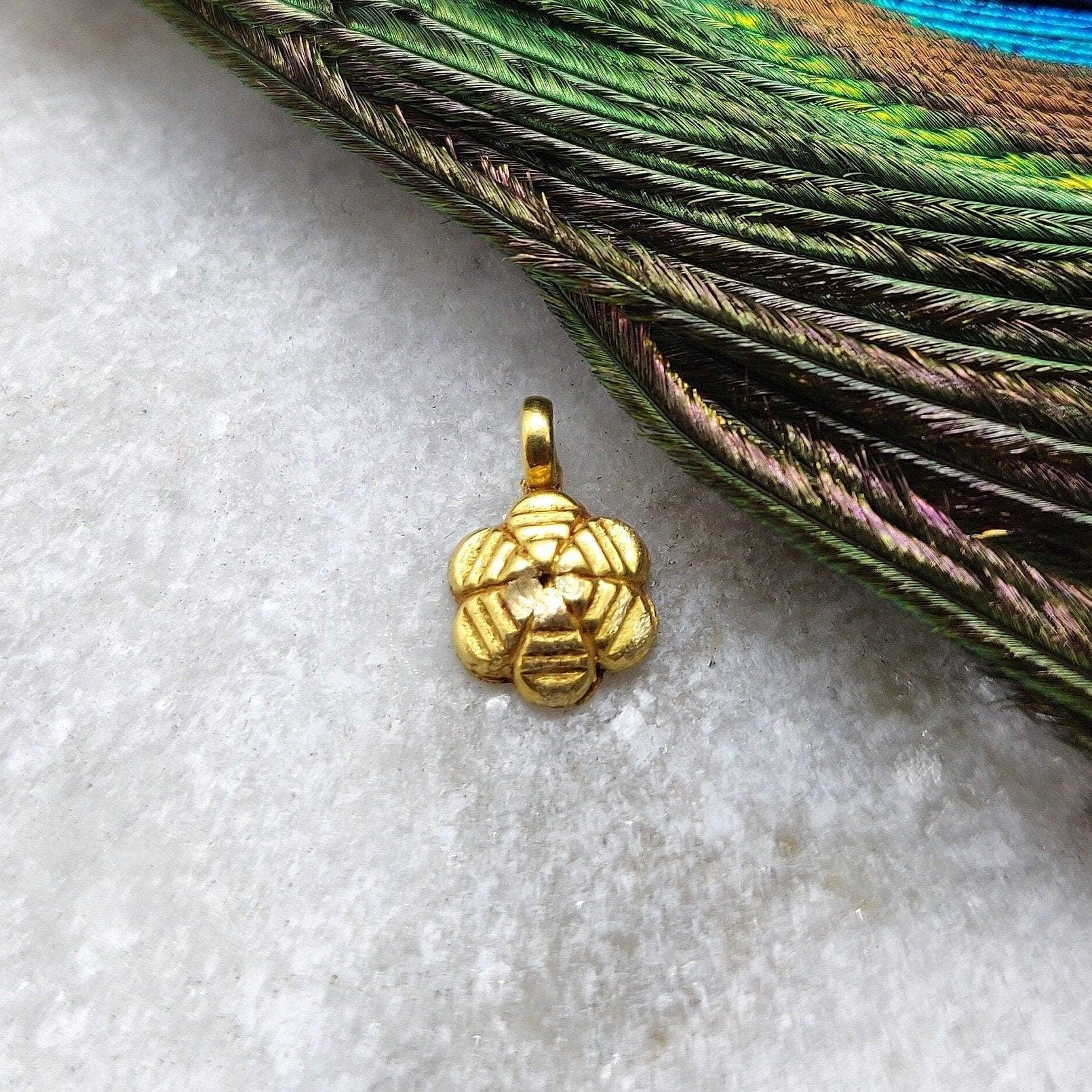 18k Solid Yellow Gold Minimalist Charm 3x7mm - Kanika Creations