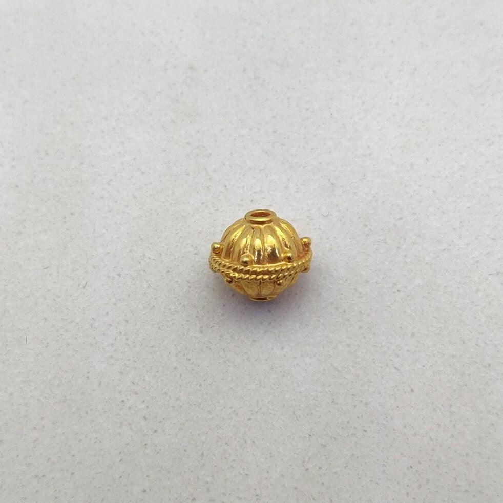 18K Solid Yellow Gold Ball Spacer Beads 9x8mm - Kanika Creations