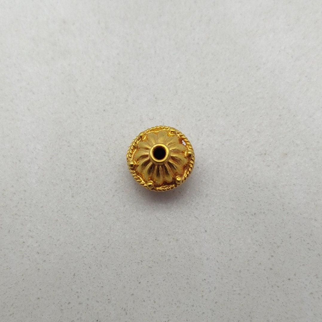 18K Solid Yellow Gold Ball Spacer Beads 9x8mm - Kanika Creations